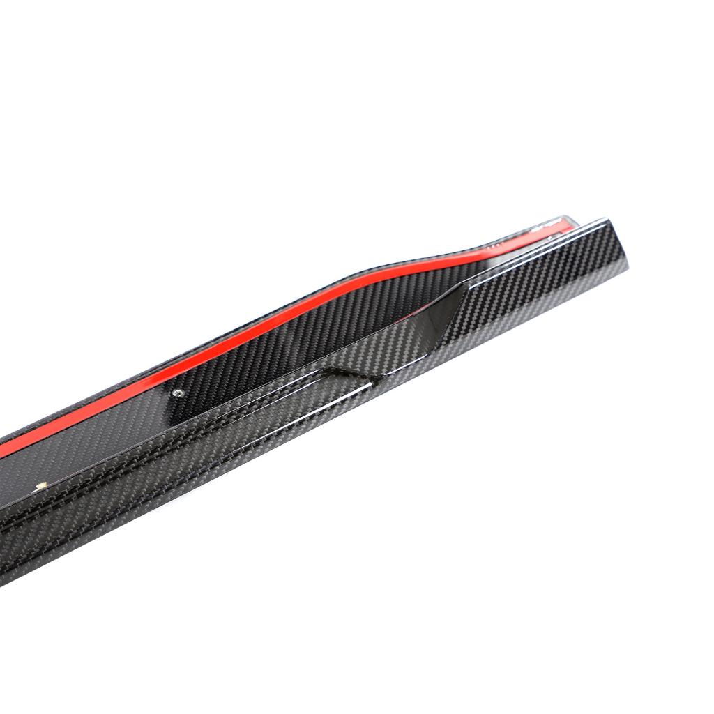 Side closeup of the IMS Performance Style Dry Carbon Fiber Side Skirts for BMW M2 G87 (2023+)