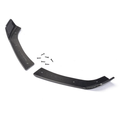 Side Angle View of the Insignist Motorsports 2-Piece Carbon Fiber Front Splitters for BMW F30