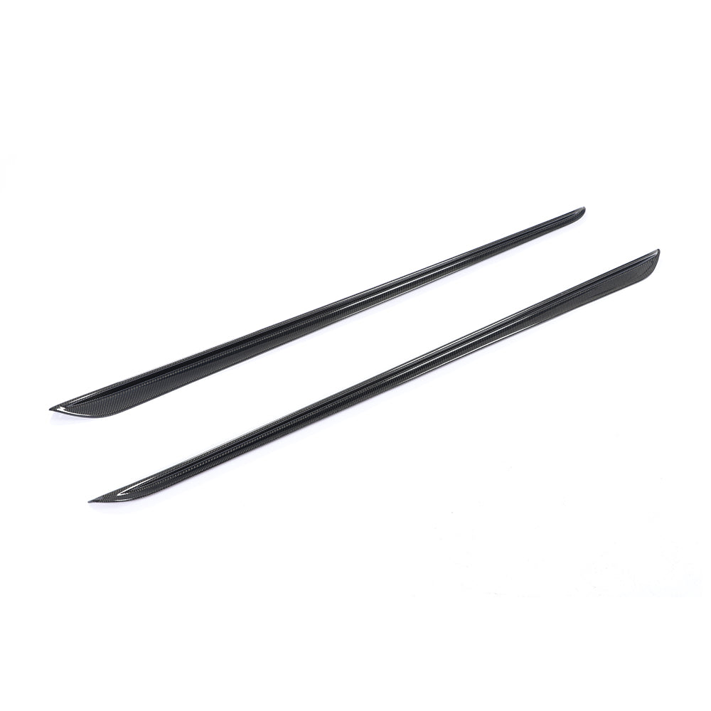 Angled View of the MP Style Carbon Fiber Side Skirts for BMW G20 