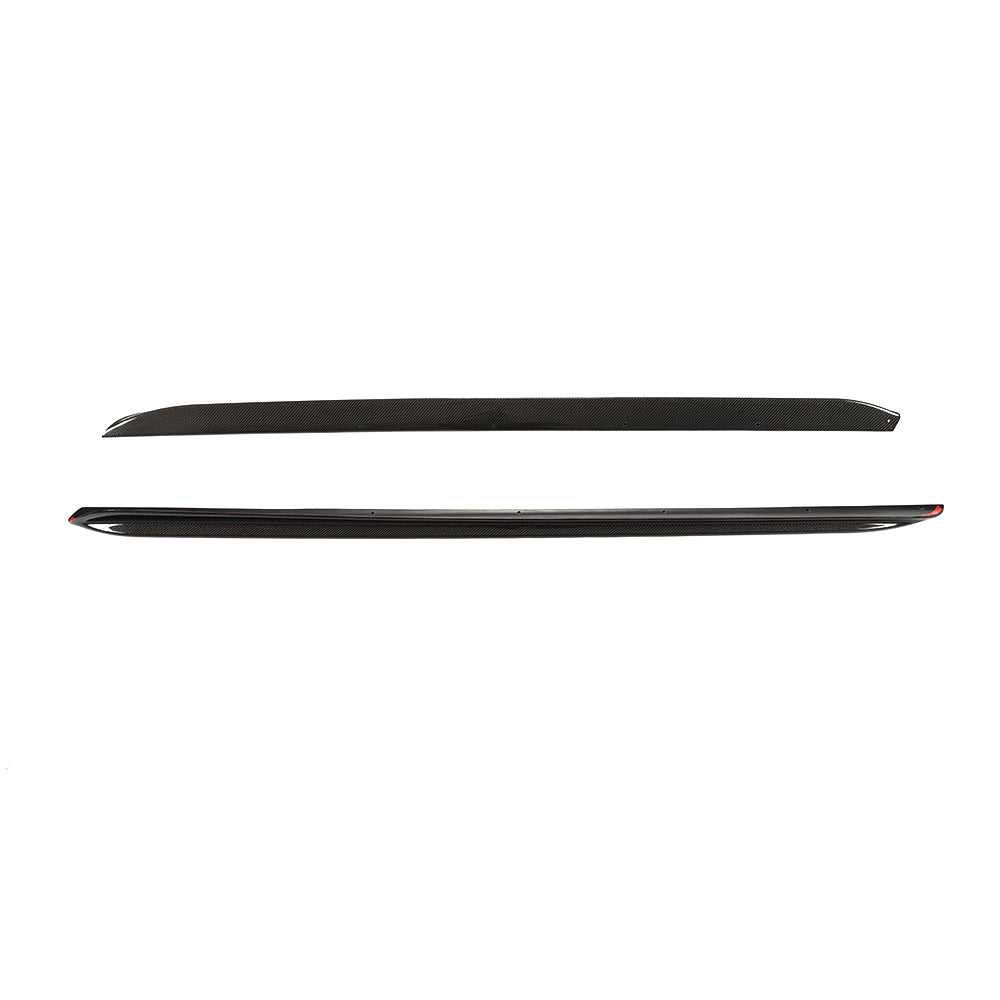 Angled Top View of the MP Style Carbon Fiber Side Skirts for BMW G20 