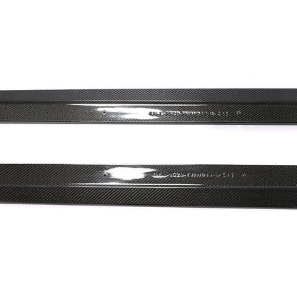 Closeup of the middle of the MP Style Carbon Fiber Side Skirts for BMW M3 F80 (2015–2018)