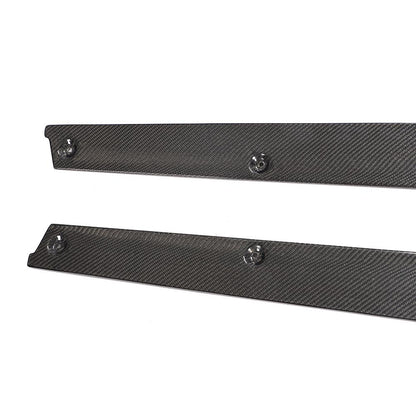 Closeup on the premade holes for the MP Style Carbon Fiber Side Skirts for BMW M3 F80 (2015–2018)