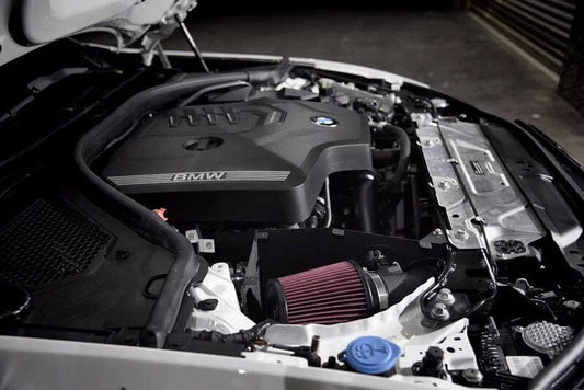Installed View of the MST BMW G20 B48/B46 2.0L Cold Air Intake System (Includes Inlet) 