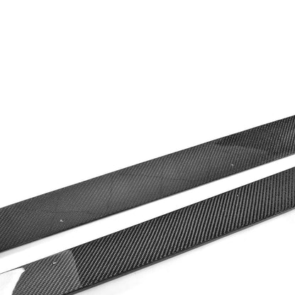 Angled View of the Performance Style Carbon Fiber Side Skirts for BMW 5 Series G30 & M5 F90