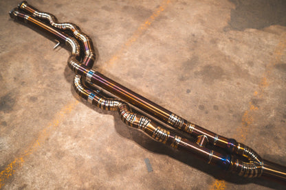 Titanium pipe on the Valvetronic BMW F8x M3 / M4 Equal Length Valved Sport Exhaust System | Insignist Motorsports