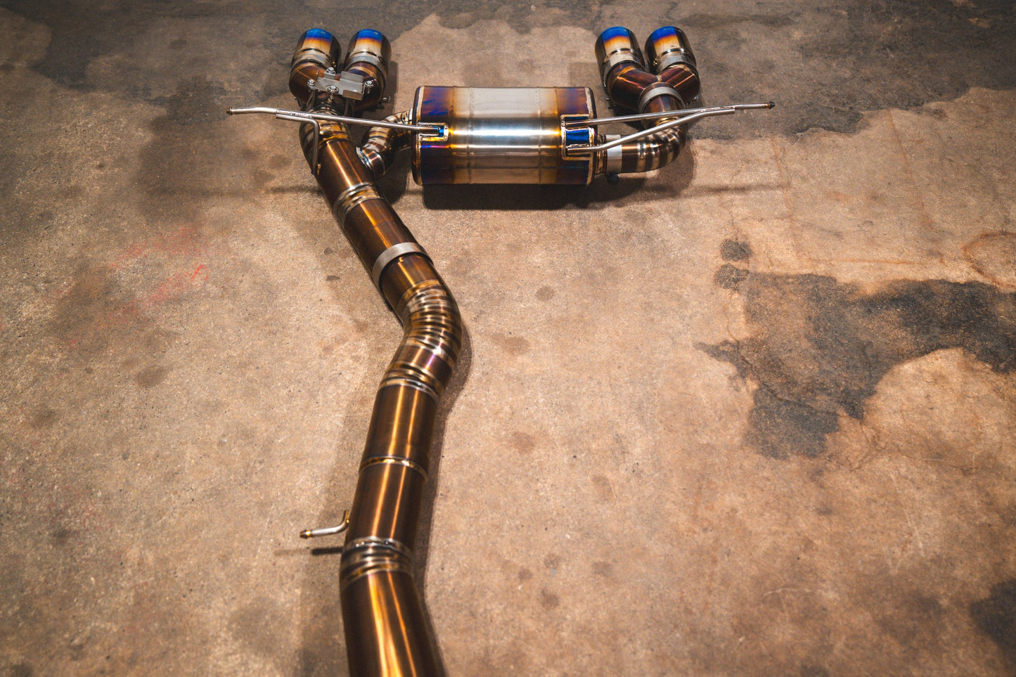 Titanium top view of the Valvetronic BMW F8x M3 / M4 Equal Length Valved Sport Exhaust System | Insignist Motorsports