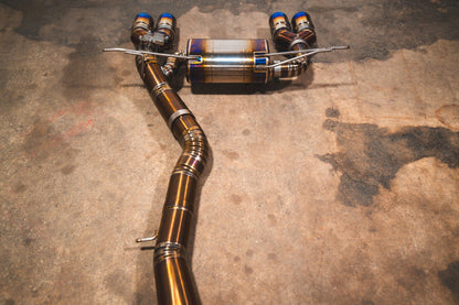 Titanium top view of the Valvetronic BMW F8x M3 / M4 Equal Length Valved Sport Exhaust System | Insignist Motorsports