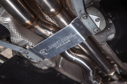 Label on the Valvetronic BMW F8x M3 / M4 Equal Length Valved Sport Exhaust System | Insignist Motorsports Undercarriage 