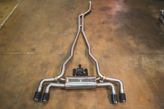 Full overview of chrome Valvetronic BMW G30 530i / 540i Valved Sport Exhaust System