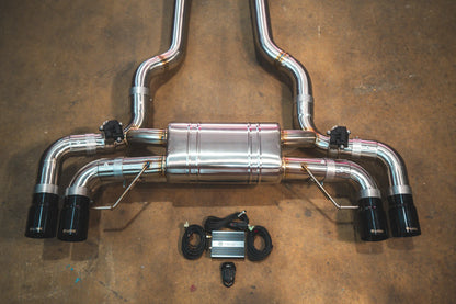 Chrome ends on the Valvetronic BMW G30 M550I Valved Sport Exhaust System