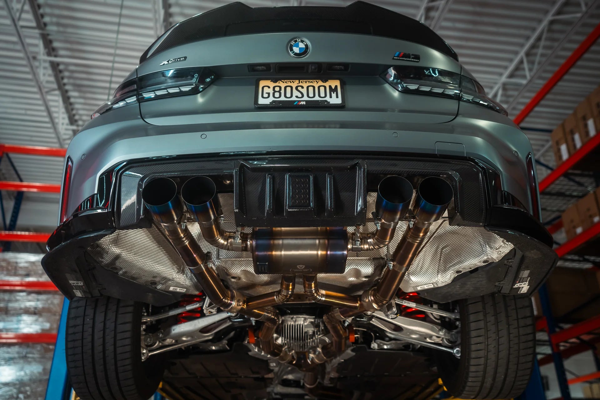 Another angle on the Valvetronic BMW G8x M3 / M4 Valved Sport Exhaust System | Insignist Motorsports Undercarriage 