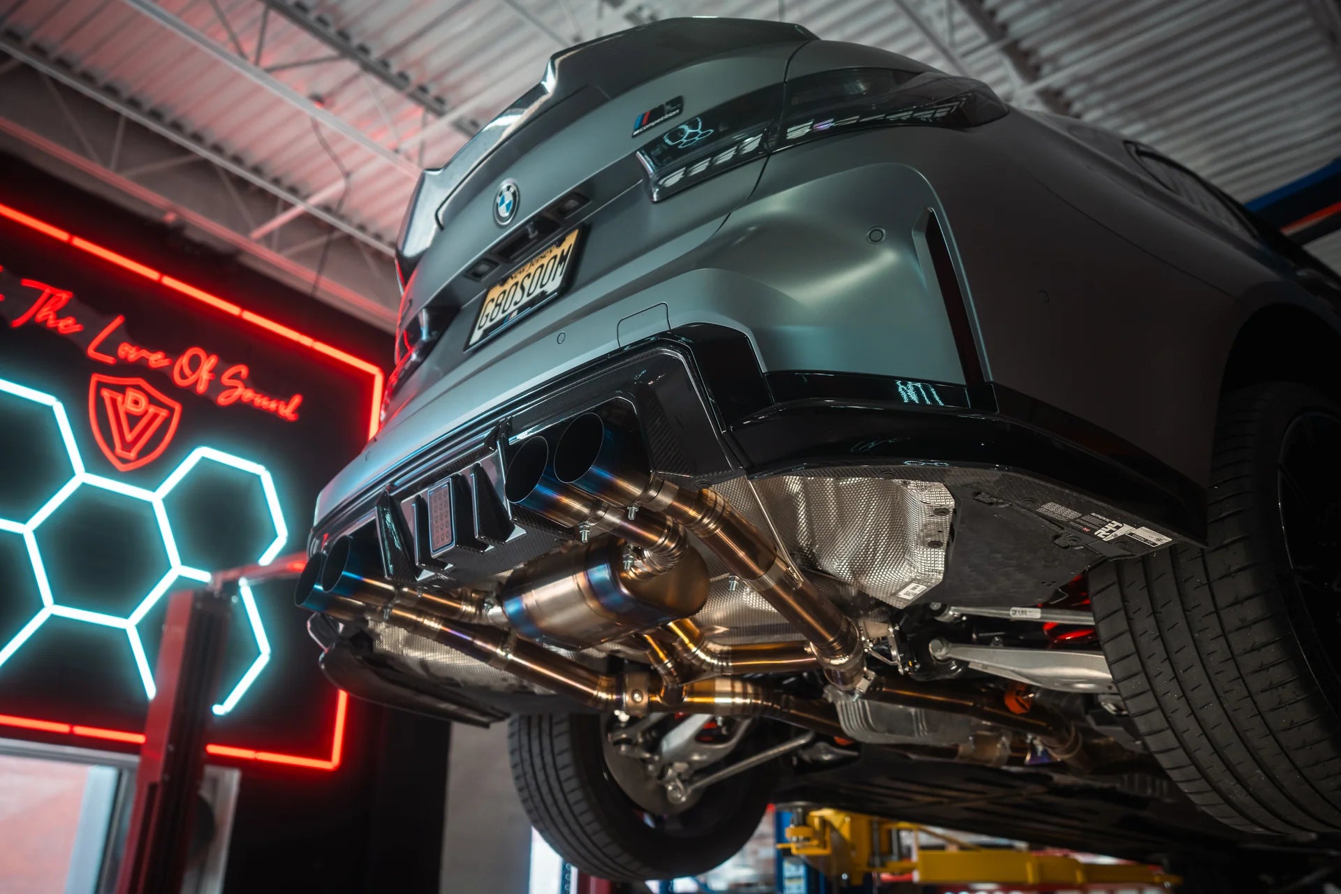 undercarriage view on the Valvetronic BMW G8x M3 / M4 Valved Sport Exhaust System | Insignist Motorsports