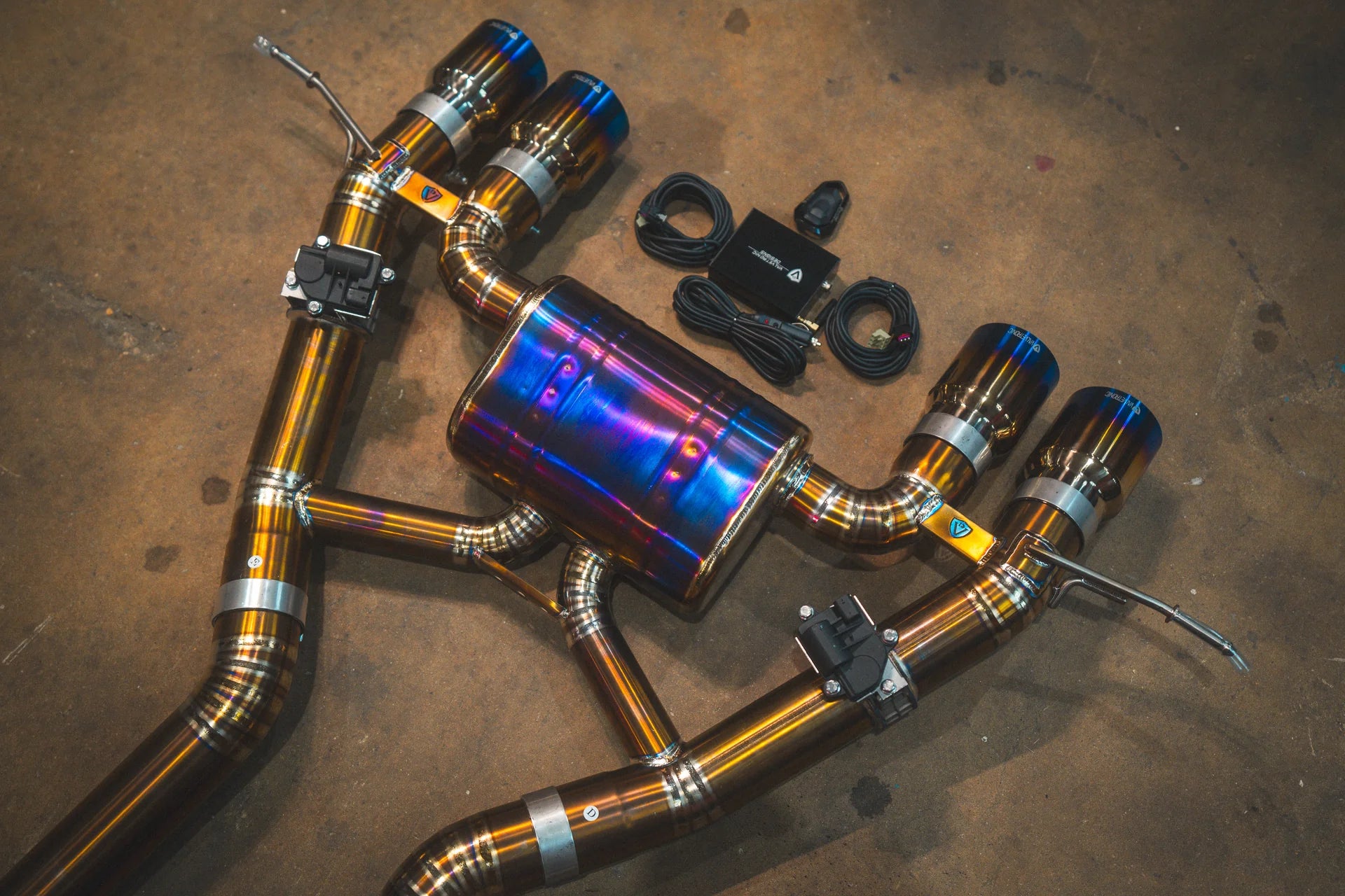 another overview on the titanium tips for the Valvetronic BMW G8x M3 / M4 Valved Sport Exhaust System | Insignist Motorsports with hardware