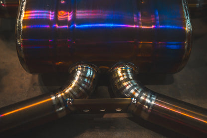 Closeup of the exhaust on the Valvetronic BMW G8x M3 / M4 Valved Sport Exhaust System | Insignist Motorsports