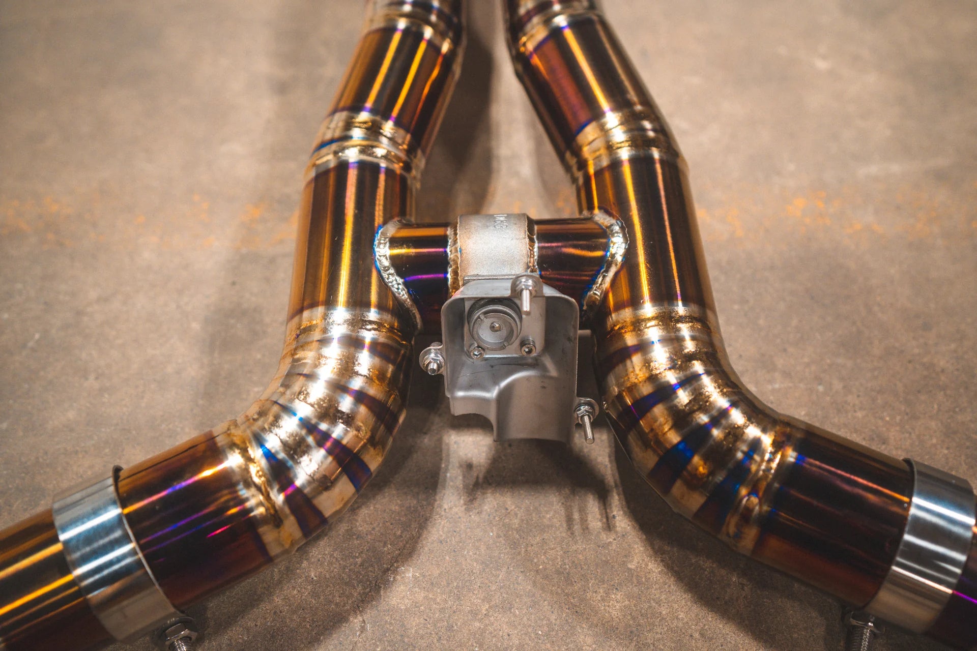 Intricate welding on the Valvetronic Designs Mercedes W205 C63 / C63S Valved Sport Exhaust System