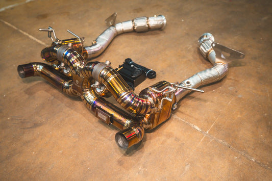Angled view of the Valvetronic Ferrari 488 GTB Valved Sport Exhaust System