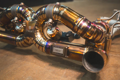 Angled view on the Valvetronic Ferrari 488 GTB Valved Sport Exhaust System