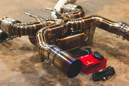 Zoomed out view of the Valvetronic Mclaren 720S Valved Sport Exhaust System