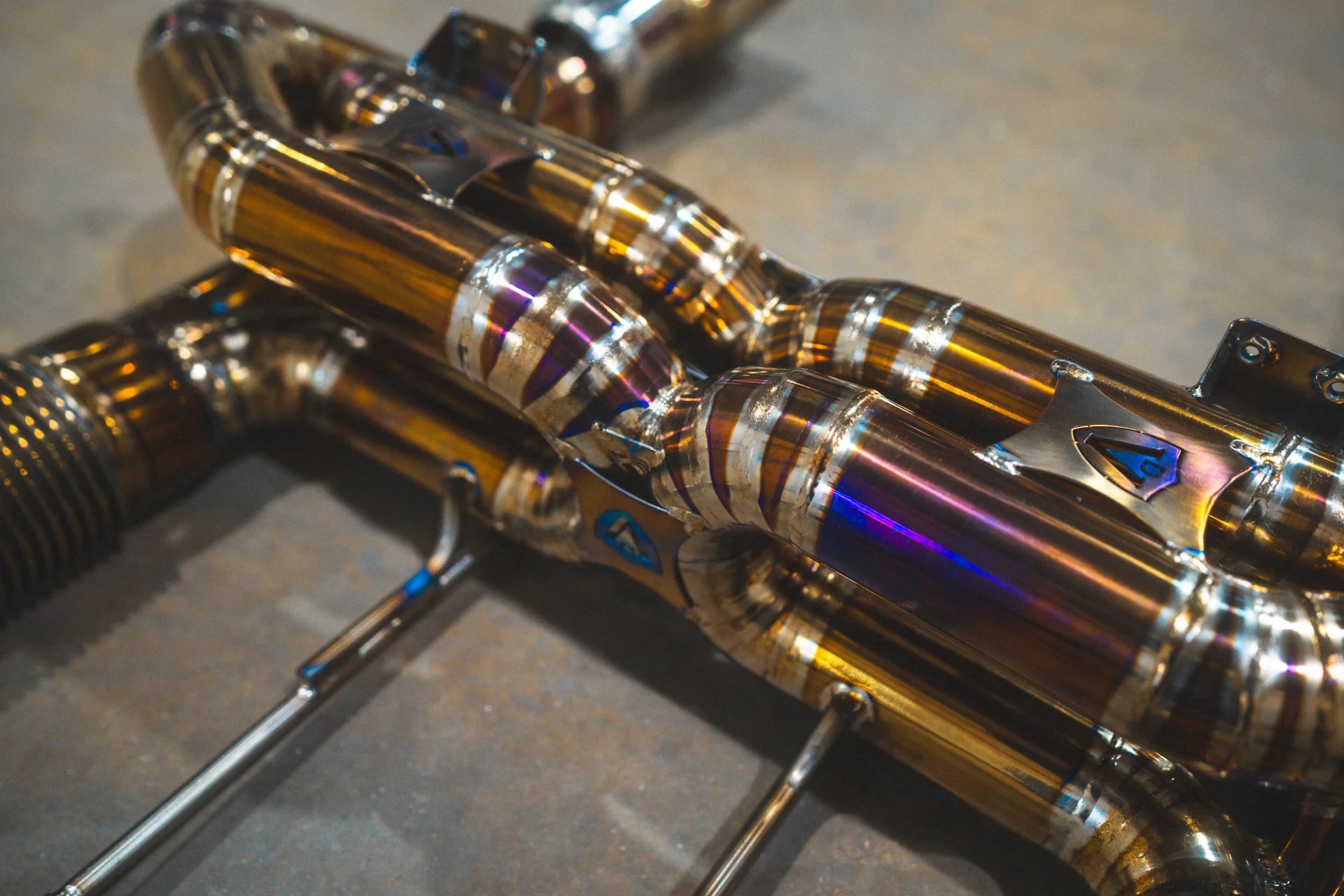 Angled view on the welding for the Valvetronic Mclaren 720S Valved Sport Exhaust System