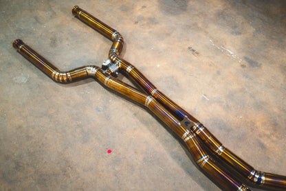 Angled View of the back of the Valvetronic Mercedes W213 E63 AMG / AMGs Valved Sport Exhaust System