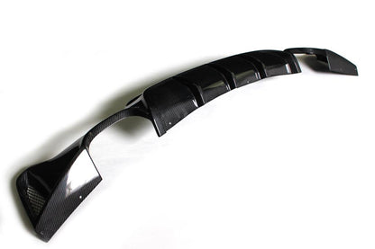 Angled View of the Ventilated Dual Outlet Carbon Fiber Rear Diffuser for BMW F32 (2014-2020) with M Sport