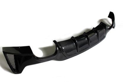 Side view of the Ventilated Dual Outlet Carbon Fiber Rear Diffuser for BMW F32 (2014-2020) with M Sport