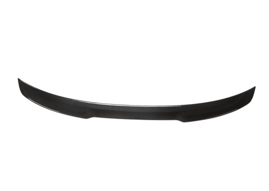 Rear view of ML Style carbon fiber trunk spoiler on BMW F30 and F80 sedans