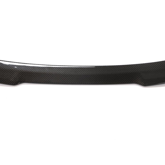 Close up showing carbon fiber weave on ML Style trunk spoiler for BMW F30 and F80
