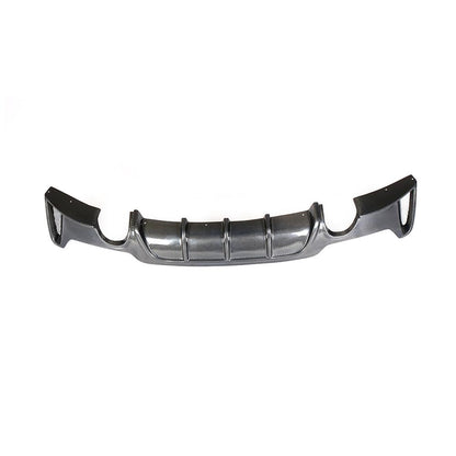 A carbon fiber rear diffuser designed for BMW F32, featuring a single outlet and single pipe design.